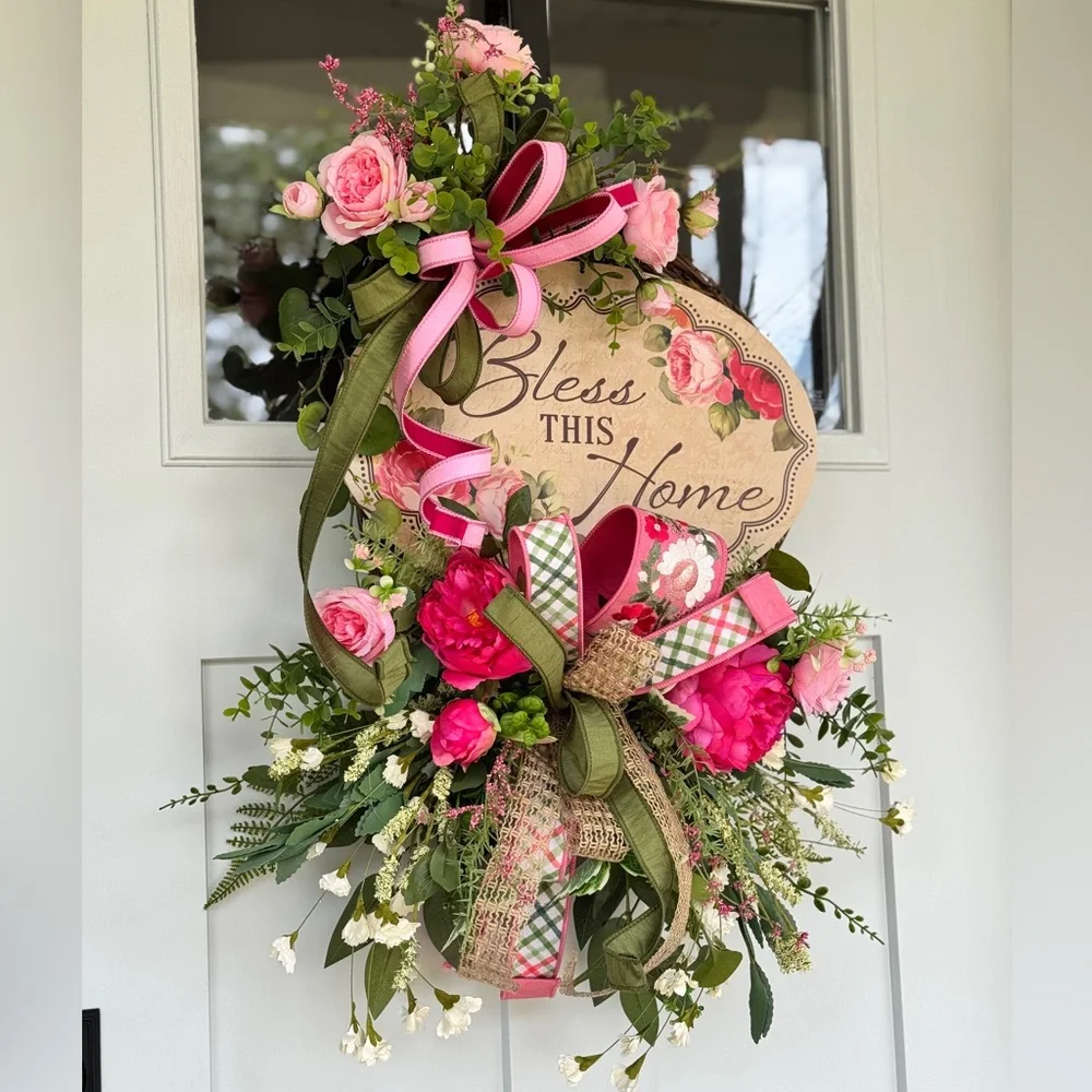 Bless This Home Floral Wreath